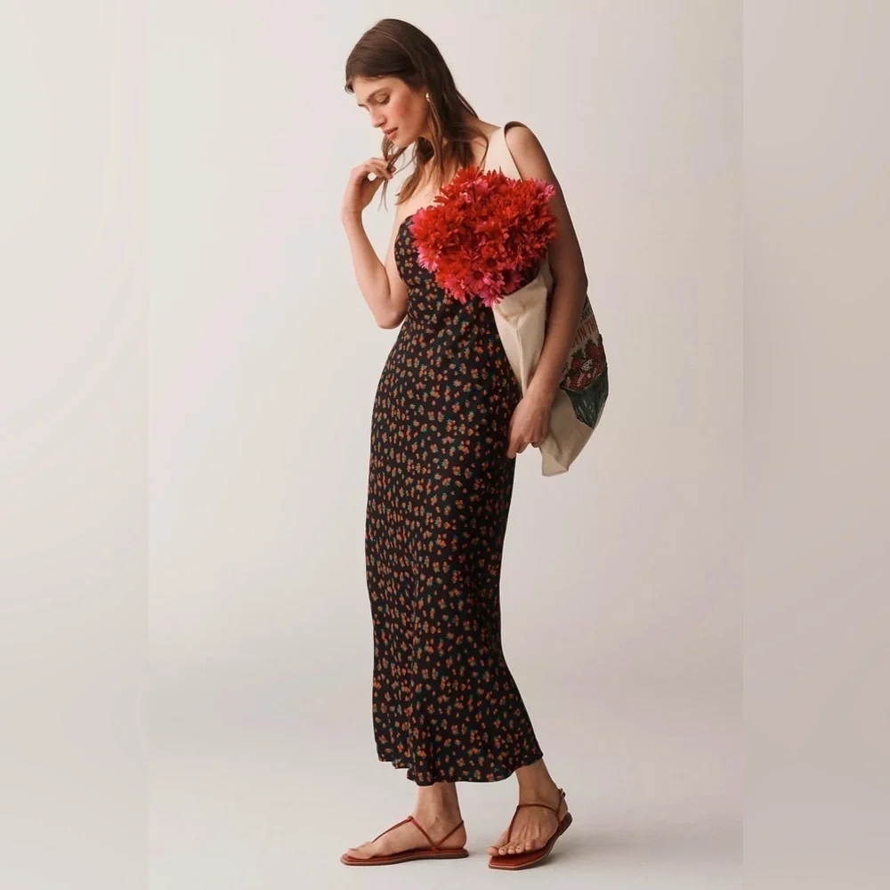 NWT! The Tilda Floral Strapless Black Slip Dress By Anthropologie - Multiple🚦 - Picture 6 of 13